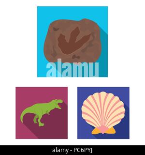 Different dinosaurs flat icons in set collection for design. Prehistoric animal vector symbol stock  illustration. Stock Vector