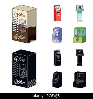 Coffee machine, ATM, information terminal. Terminals set collection icons in cartoon,black style isometric vector symbol stock illustration . Stock Vector