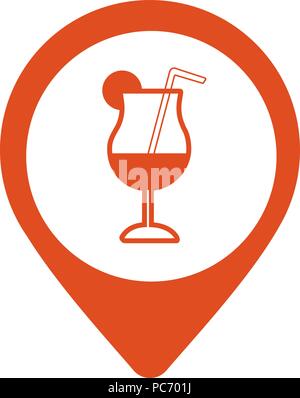 Bar location icon. Cafe pinpoint. Vector isolated illustration Stock Vector