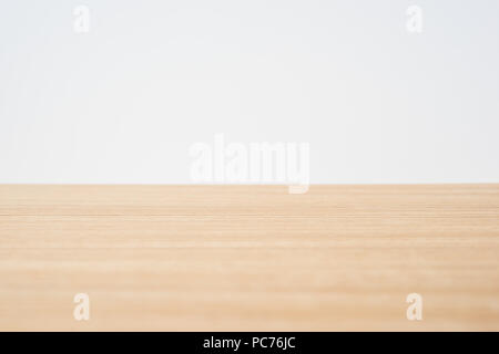 Design concept - Empty wood table top isolated on white background for display or montage product Stock Photo