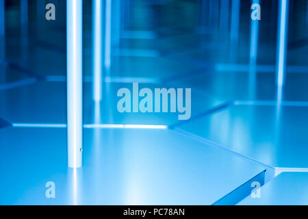 Abstract blue industrial zigzag pattern sharpness gradient backdrop Stock Photo