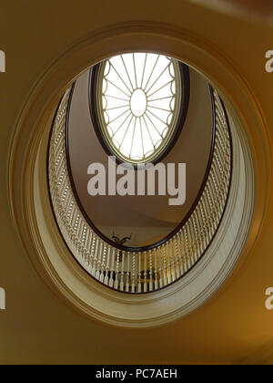 Circular staircase, George Eastman House, Rochester NY. Stock Photo