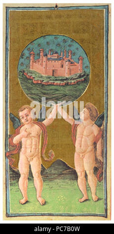 635 Visconti-Sforza tarot deck. The World Stock Photo