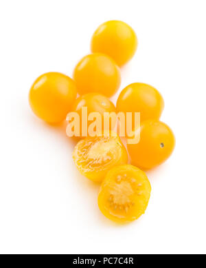 Yellow cherry tomatoes isolated on white background. Stock Photo