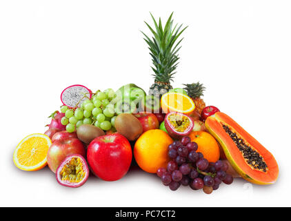 Fresh fruits isolated on white background with clipping path Stock Photo