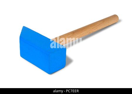 Wooden toy hammer isolated on white background Stock Photo