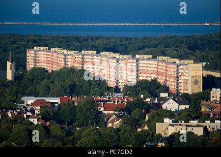 Communist era apartment wavy shape building falowiec in Gdansk ...