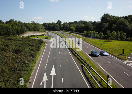 View at the A3 motorway bridge crossing the Angertal in Ratingen, North ...