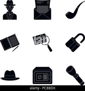 Detective and Attributes black icons in set collection for design ...