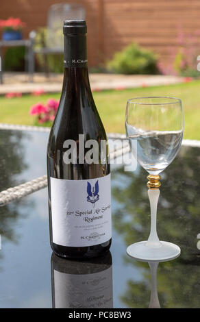 22nd Special Air Service Regiment bottle of red French wine from the house of M Chapoutier. Stock Photo