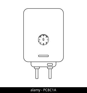 Boiler icon in outline style isolated on white background. Plumbing symbol vector illustration. Stock Vector