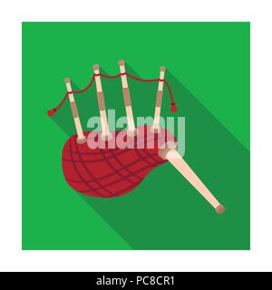 Scottish bagpipes icon in flat design isolated on white background. Scotland country symbol stock vector illustration. Stock Vector