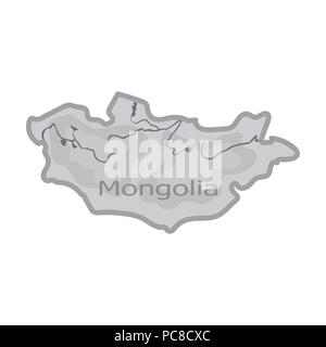 Green map of Mongolia.Mongolia on the world map.Mongolia single icon in monochrome style vector symbol stock web illustration. Stock Vector