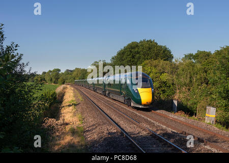 First Great Western railway bi - mode Intercity Express ( IEP ) train at Great Bedwyn  with a service from London Paddington to Frome Stock Photo