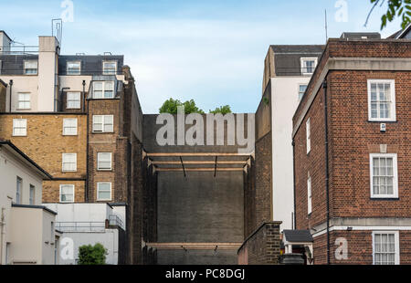 Rear view of false facades of houses at 23 and 24 Leinster Gardens, Bayswater, London, UK Stock Photo