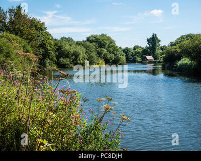 Boathouse, River Thames, North Stoke, Wallingford, Oxfordshire, England, UK, GB. Stock Photo