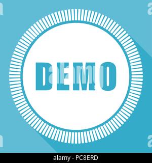 Demo editable flat vector icon, square web button, blue computer and smartphone application sign in eps 10 Stock Vector