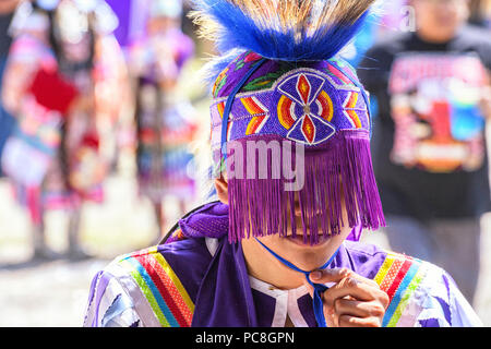 Aboriginal dancers at the Grand Entrance ceremony entering into the Beaver Dome.Tsuut'ina  Nation’s Powwow. Stock Photo