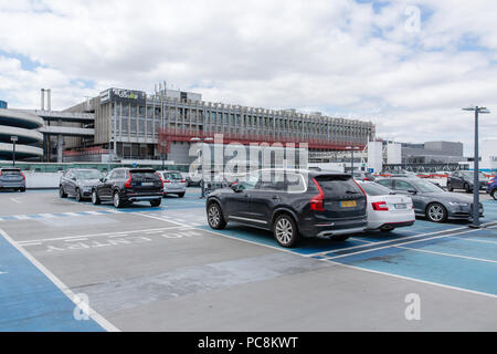 Cars parked on the rooftop of the short term car park at the Terminal One,  Dublin International Airport, Ireland. Stock Photo