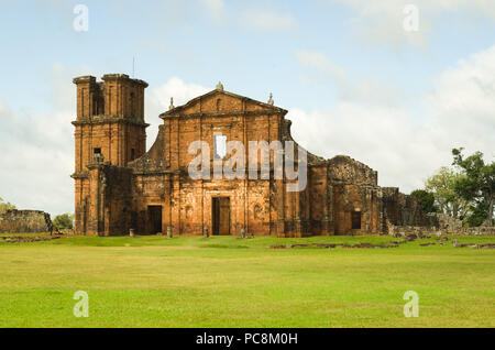 Part of the UNESCO site - Jesuit Missions of the Guaranis: Church, Ruins of Sao Miguel das Missoe, Rio Grande do Sul, Brazil. Stock Photo