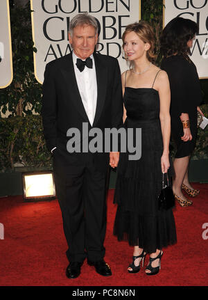 Harrison Ford, Calista Flockhart    at The 2012 Golden Globe Awards at the Beverly Hilton Hotel In Beverly Hills, CAHarrison Ford, Calista Flockhart  381 ------------- Red Carpet Event, Vertical, USA, Film Industry, Celebrities,  Photography, Bestof, Arts Culture and Entertainment, Topix Celebrities fashion /  Vertical, Best of, Event in Hollywood Life - California,  Red Carpet and backstage, USA, Film Industry, Celebrities,  movie celebrities, TV celebrities, Music celebrities, Photography, Bestof, Arts Culture and Entertainment,  Topix, vertical,  family from from the year , 2012, inquiry ts Stock Photo
