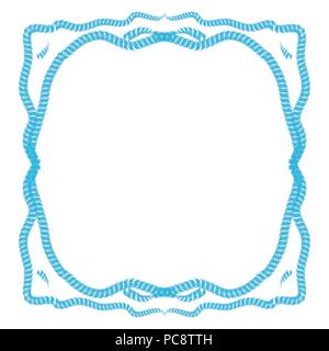 blue rope chain watercolor frame border pattern, vector illustration Stock Vector