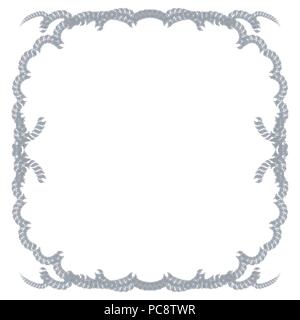 grey rope chain watercolor frame border pattern, vector illustration Stock Vector