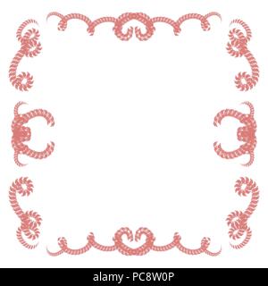red ornate chain watercolor frame border pattern, vector illustration Stock Vector