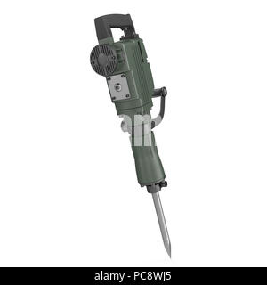 Electric Demolition Jack Hammer on White. 3D illustration Stock Photo