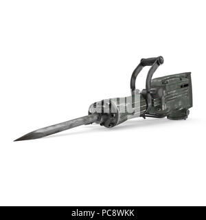 Electric Demolition Jack Hammer on White. 3D illustration Stock Photo