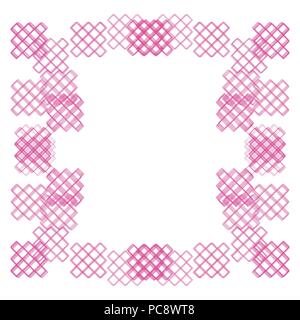 pink checkered squares watercolor frame border pattern, vector illustration Stock Vector