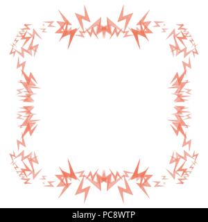 orange flash zig zag watercolor frame border pattern, vector illustration Stock Vector