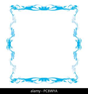 blue floral border watercolor frame border pattern, vector illustration Stock Vector