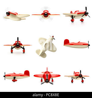 Airplane set isolated on white background. 3d illustration Stock Photo