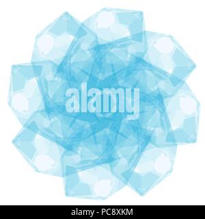 blue crystal flower watercolor mandala tile pattern, vector illustration Stock Vector