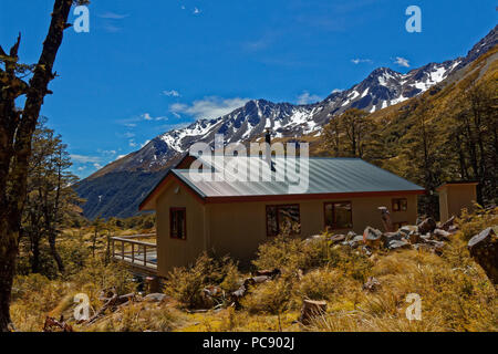 The view from Upper Travers hut, Nelson Lakes National Park, New Zealand Stock Photo