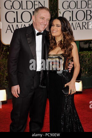 Salma Hayek, husband Francois-Henri Pinault    at The 2012 Golden Globe Awards at the Beverly Hilton Hotel In Beverly Hills, CASalma Hayek, husband Francois-Henri Pinault  226 ------------- Red Carpet Event, Vertical, USA, Film Industry, Celebrities,  Photography, Bestof, Arts Culture and Entertainment, Topix Celebrities fashion /  Vertical, Best of, Event in Hollywood Life - California,  Red Carpet and backstage, USA, Film Industry, Celebrities,  movie celebrities, TV celebrities, Music celebrities, Photography, Bestof, Arts Culture and Entertainment,  Topix, vertical,  family from from the y Stock Photo
