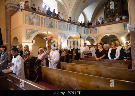 SPANIA DOLINA, SLOVAKIA - AUG 6, 2017: The miners’ mass is one of Ausus Services provided by Herrengrund brotherhood miners Stock Photo