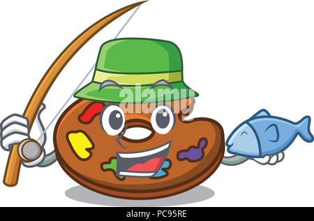 Fishing palette mascot cartoon style Stock Vector
