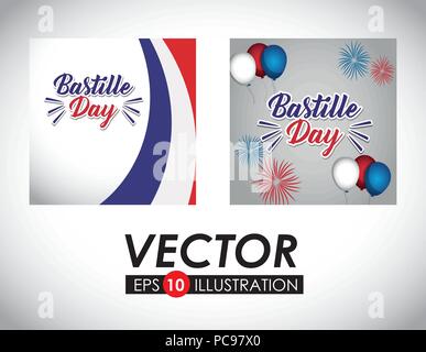 Bastille day desgin with france related icons over white background, vector illustration Stock Vector