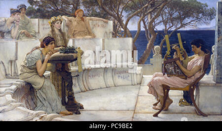Sappho and Alcaeus *oil on panel  *66 x 122 cm  *1881 79 Sappho and Alcaeus, by Lawrence Alma-Tadema Stock Photo