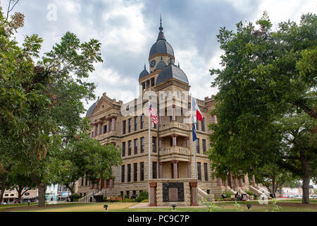 The historic 1896 Denton county courthouse located in Denton Texas built in Romanesque Revival style Stock Photo