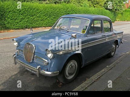 Singer Gazelle classic car, blue, XJN534, in the street, Stockton Heath, Warrington, Cheshire, North West England, UK