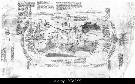 457 Opicinus de Canistris World Map, 1296-1300 Stock Photo