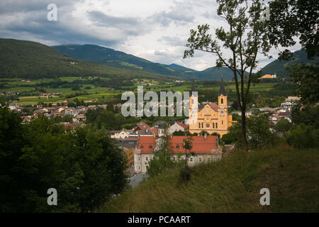 Panoramic view of Brunico in South Tyrol Stock Photo