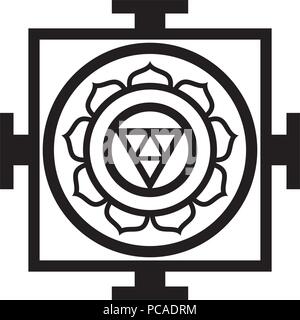 Mandala — sacred space, spiritual and ritual symbol in Buddhism, representing sacral model of the structure of Universe, the chart of Cosmos. Stock Vector