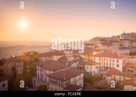 Historic center of Upper Town with Bishop's Seminary Giovanni XXIII from above, Bergamo, Lombardy, Italy, Europe Stock Photo