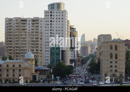 Rush hour in downtown Baku, capital city of Azerbaijan Stock Photo