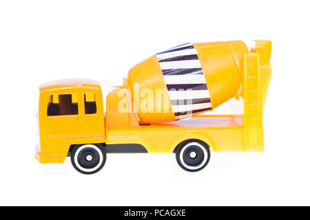 yellow cistern truck for concrete. toy, isolated Stock Photo