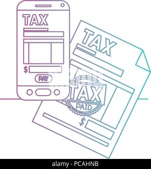 smartphone with tax on line and documents Stock Vector